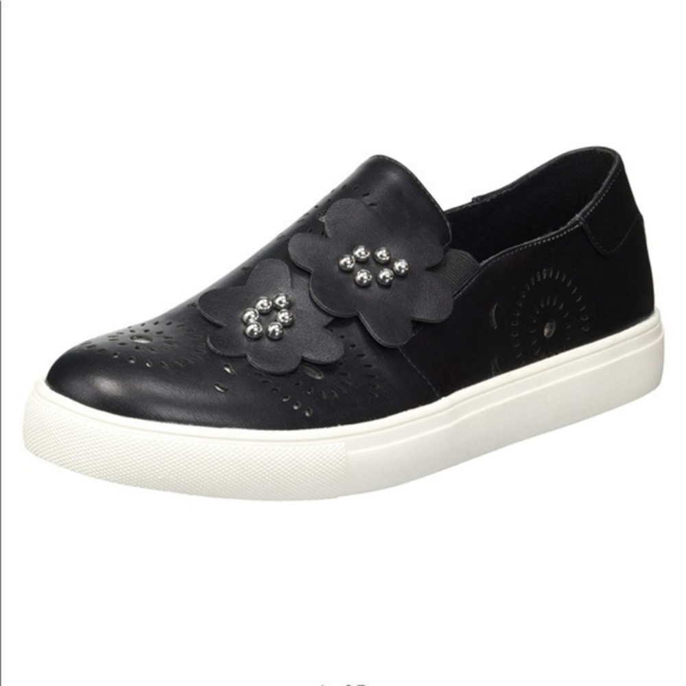 Nanette Lepore Whitney black with floral cut outs and beaded closed toe shoe